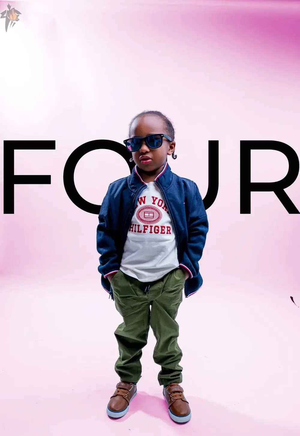 Calgary studio portrait of a four-year-old boy in sunglasses